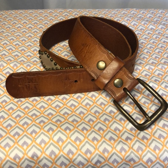 LINEA PELLE brown genuine leather women’s belt with metal studs. Size Medium. - Picture 12 of 12
